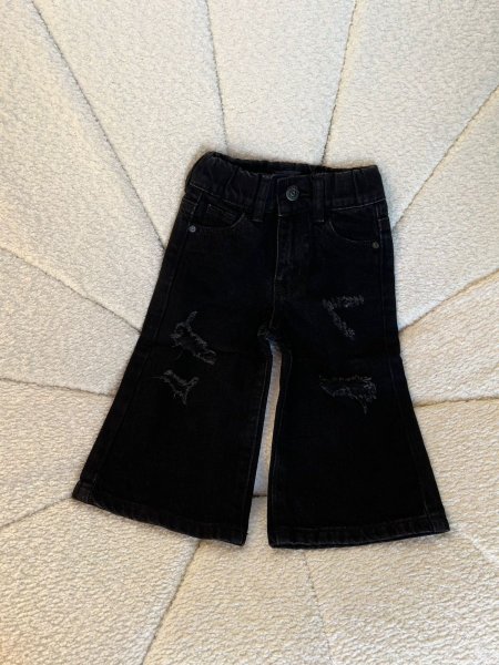 جينز بناتي اسود اجر عريضة