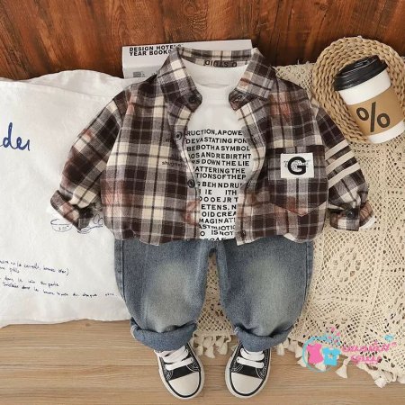 طقم ولادي كاروهات 3 قطع