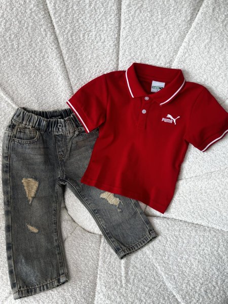 طقم بلوزة بوما وبنطلون جينز