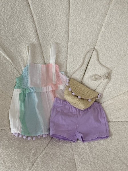 فستان مع شنتة قش