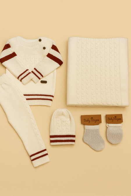 طقم صوف ناعم 5 قطع عمر 6 ل 9 اشهر