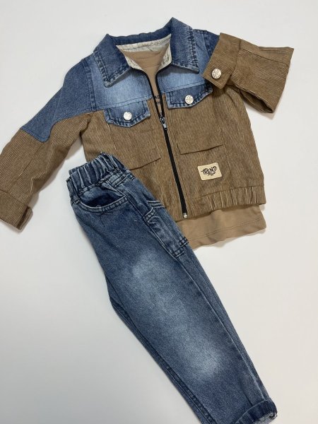 طقم جينز ولادي 3 قطع