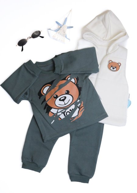 بدله عملي 3 قطع شتوي مبطن عمر 6 ل 24 شهر